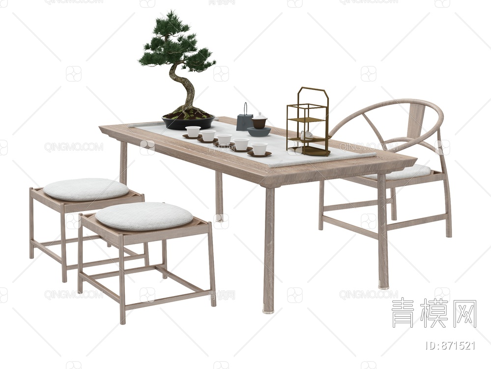 茶桌椅3D模型下载【ID:871521】