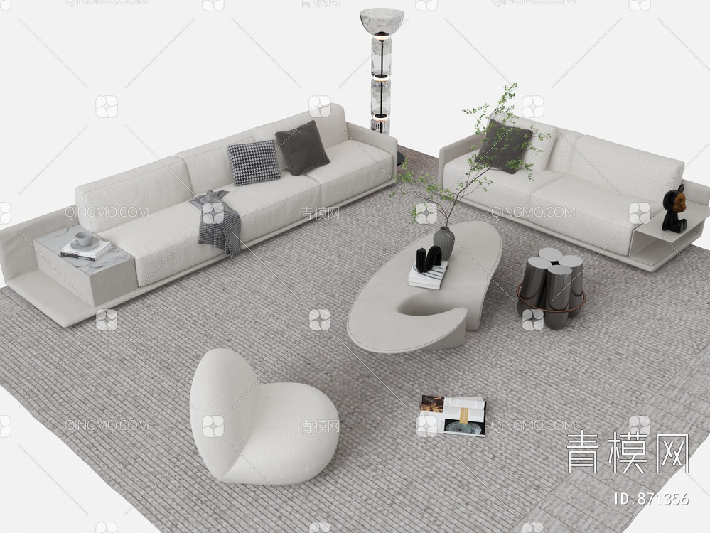 沙发茶几组合3D模型下载【ID:871356】