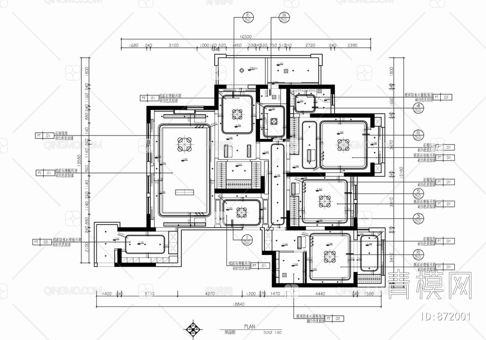 190平大平层CAD全套施工图+效果图【ID:872001】