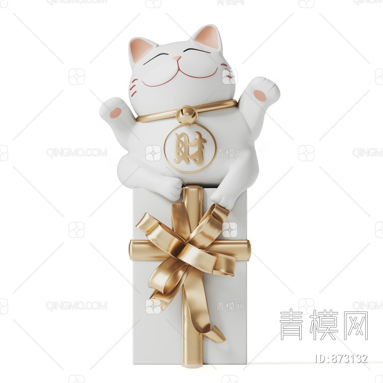 招财猫雕塑摆件3D模型下载【ID:873132】