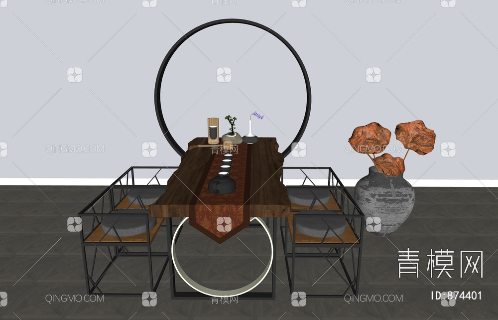 茶桌椅组合SU模型下载【ID:874401】