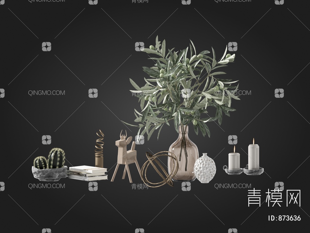 花瓶植物 饰品摆件3D模型下载【ID:873636】