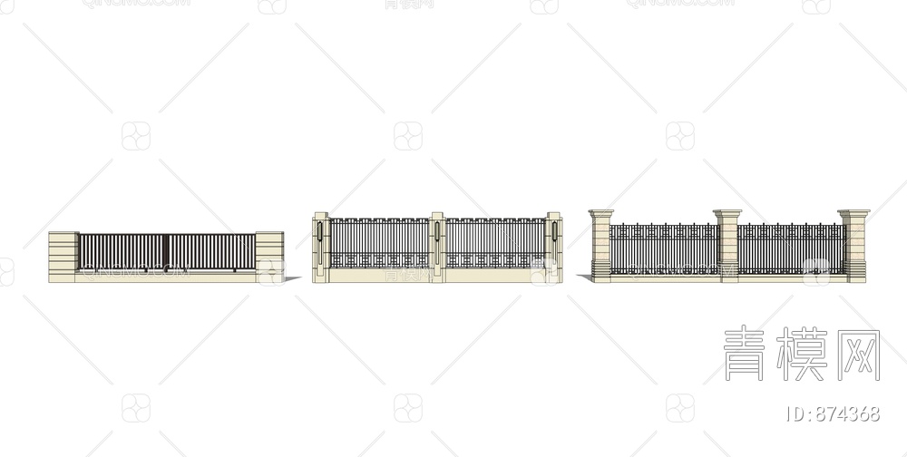 围墙SU模型下载【ID:874368】