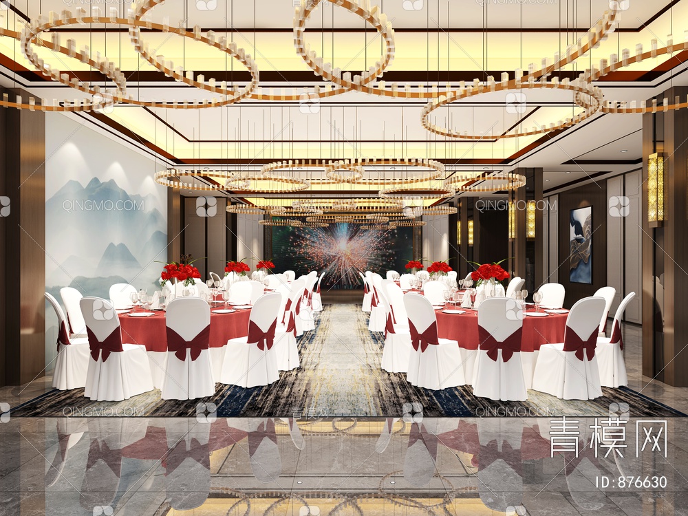 酒店宴会厅3D模型下载【ID:876630】