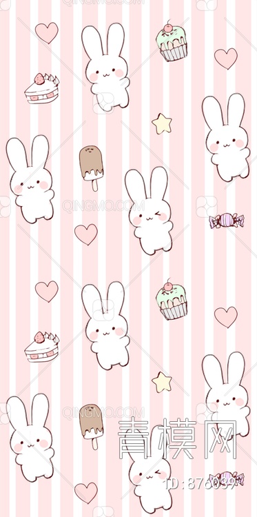 兔子 雪糕 蛋糕 儿童房卡通壁纸贴图下载【ID:876039】