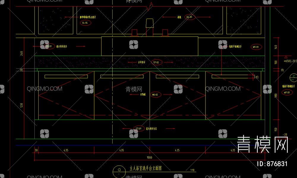 主浴室洗手台详图【ID:876831】