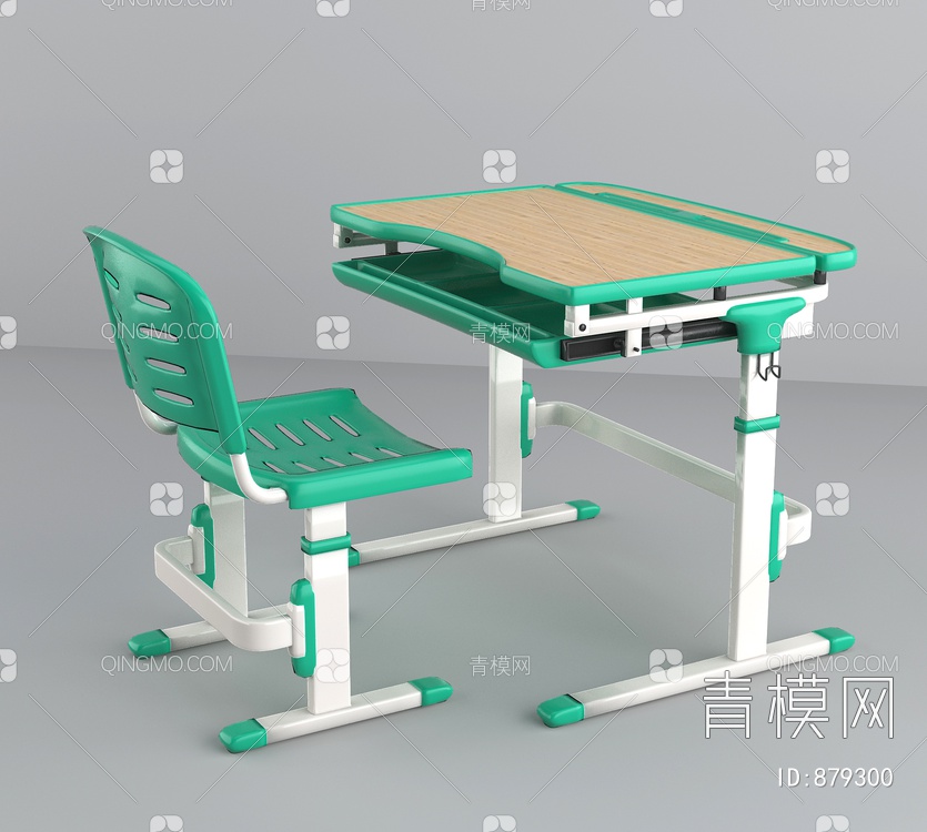 儿童书桌椅，教室课桌椅3D模型下载【ID:879300】