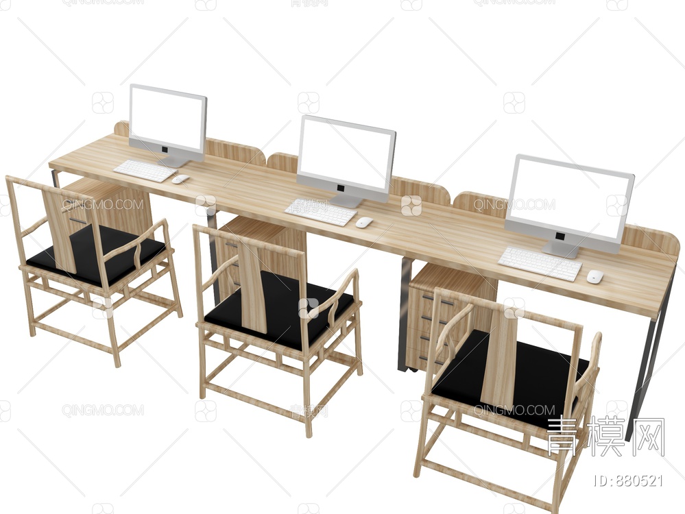 电脑办公桌椅3D模型下载【ID:880521】