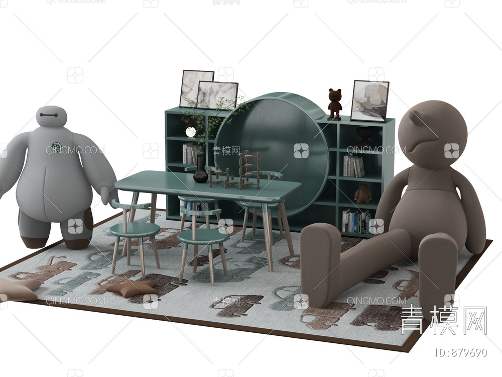 儿童桌椅，玩具3D模型下载【ID:879690】