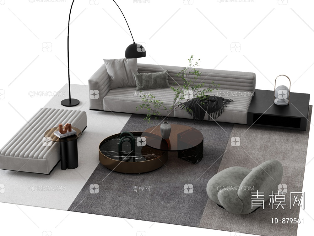 Minotti 沙发茶几组合3D模型下载【ID:879561】