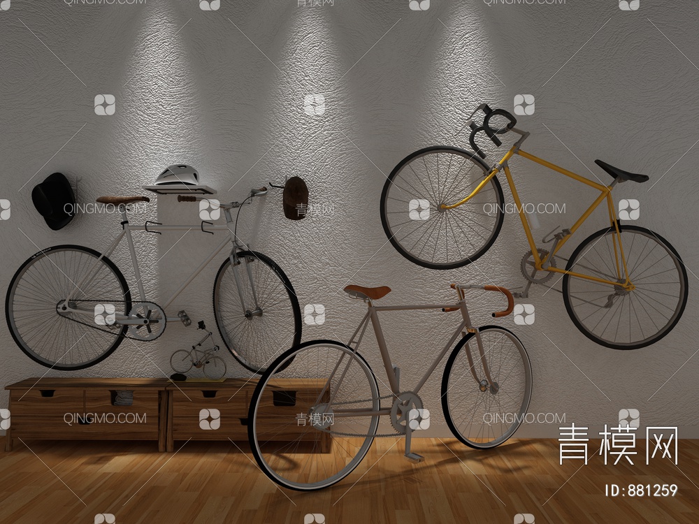 自行车装饰墙3D模型下载【ID:881259】