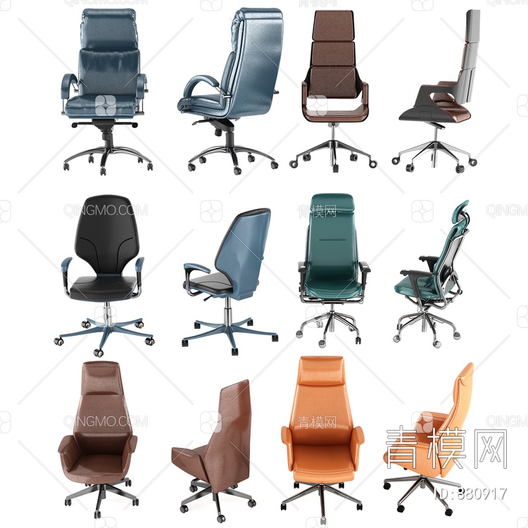 办公椅职员椅，办公椅3D模型下载【ID:880917】