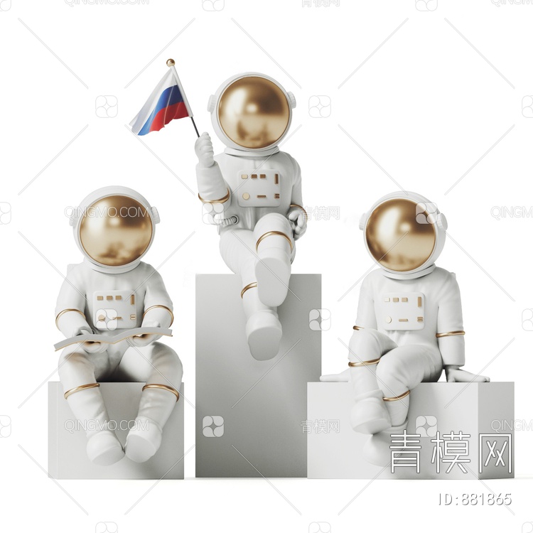 宇航员雕塑摆件3D模型下载【ID:881865】