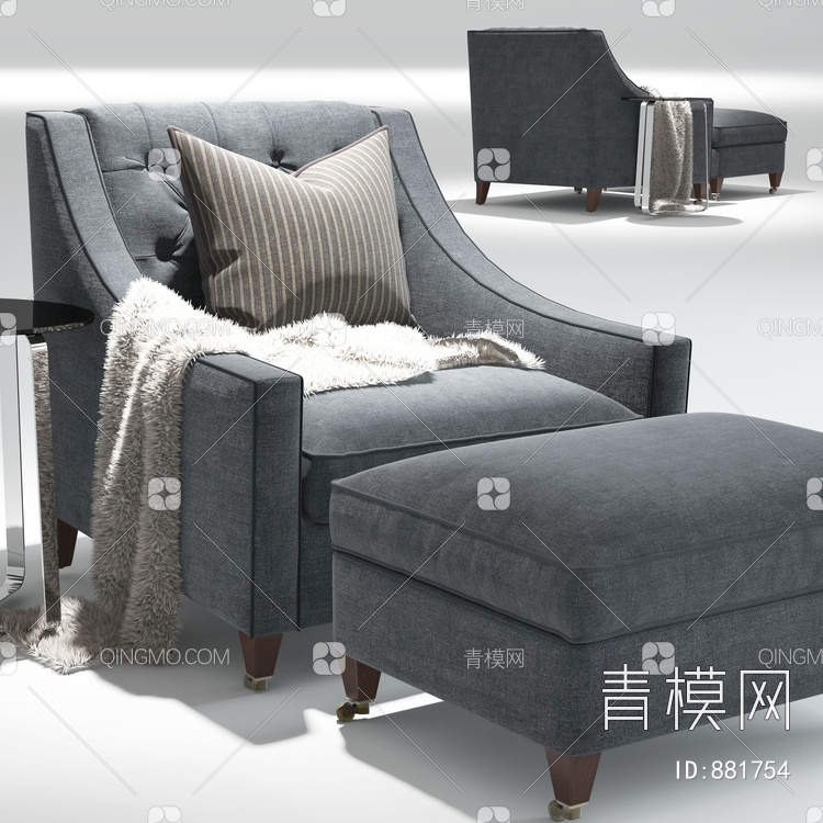 单人沙发 休闲沙发3D模型下载【ID:881754】