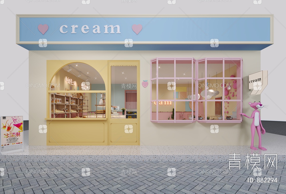 甜品店，甜品店门头3D模型下载【ID:882294】