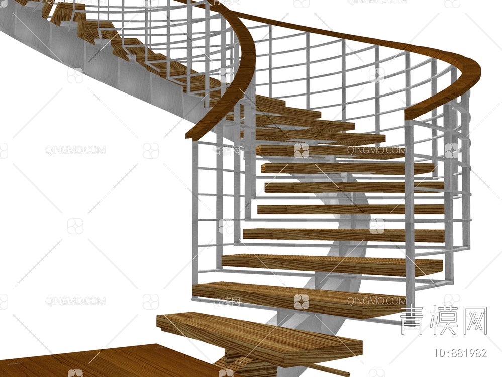 楼梯 旋转楼梯 铁艺楼梯 木艺楼梯SU模型下载【ID:881982】