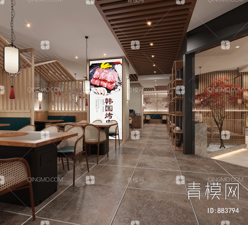 烤肉店 餐厅3D模型下载【ID:883794】