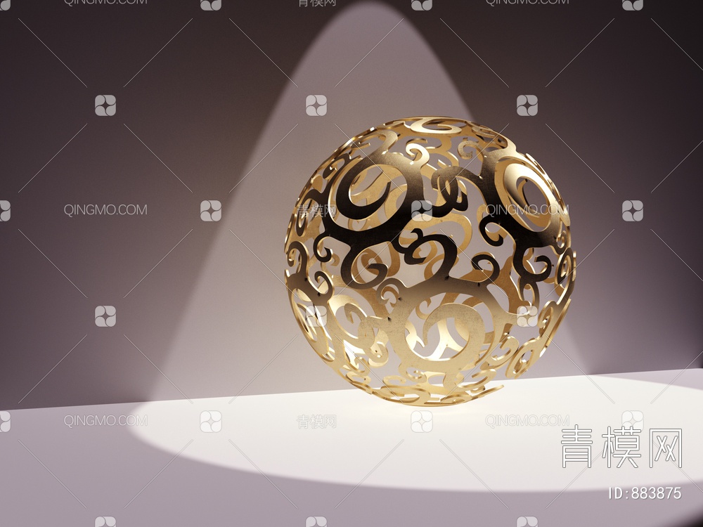 镂空圆球雕塑3D模型下载【ID:883875】