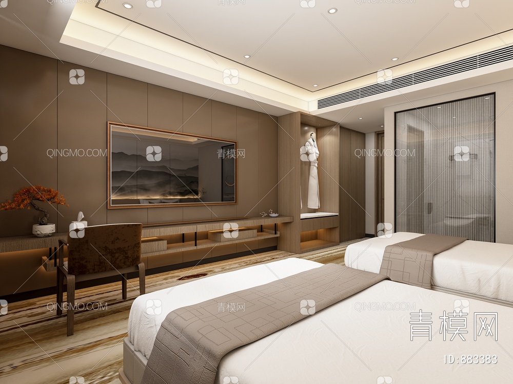 酒店客房 标准间 卫生间 淋浴3D模型下载【ID:883383】