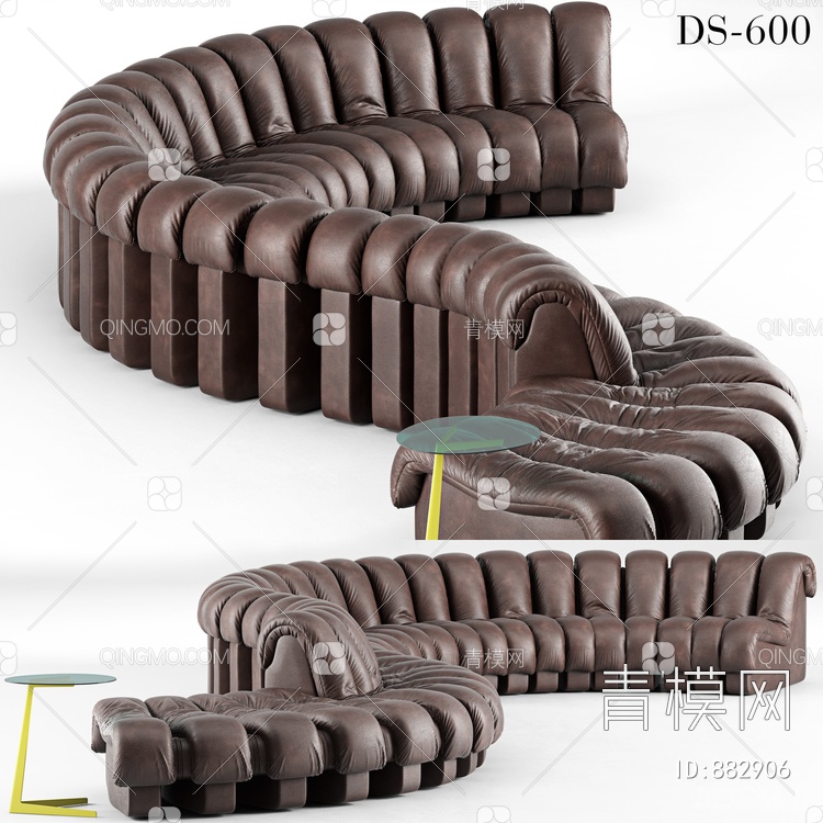 弧形异形沙发 公共座椅3D模型下载【ID:882906】