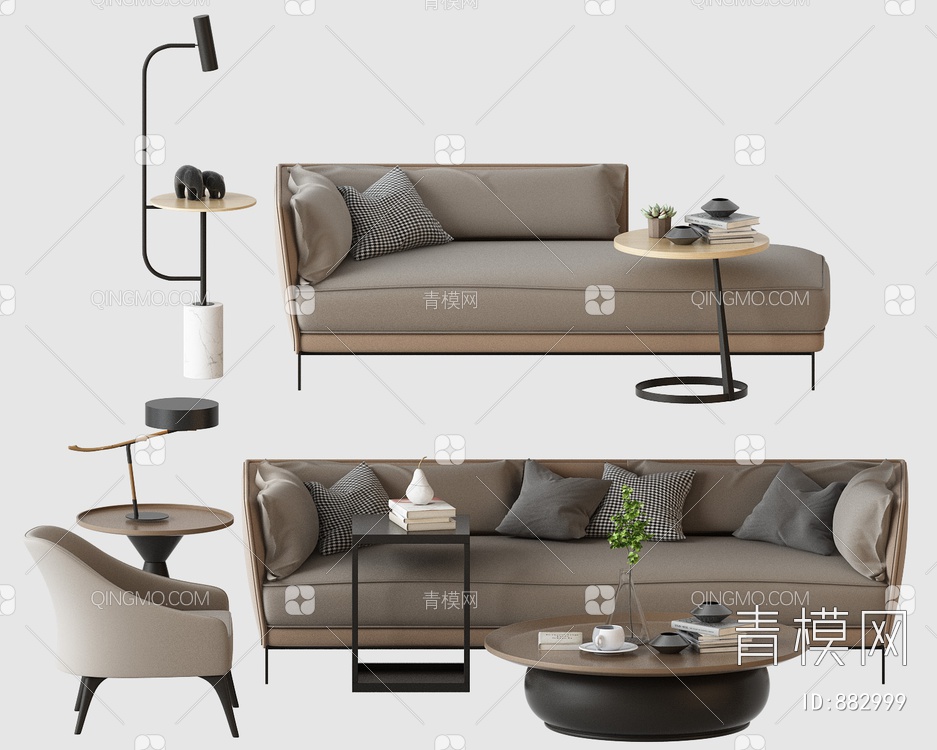 沙发 躺椅 单椅组合3D模型下载【ID:882999】