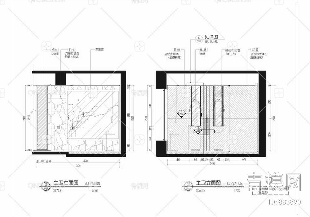 两层洋房样板房CAD施工图+效果图  家装 别墅 私宅【ID:883890】