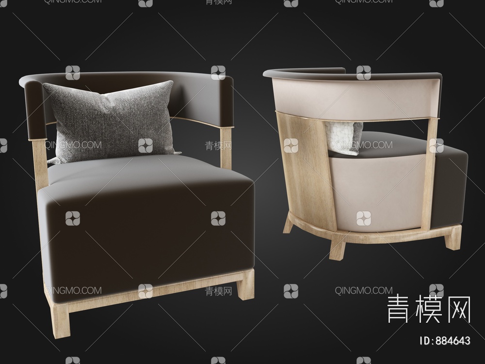 单人沙发3D模型下载【ID:884643】