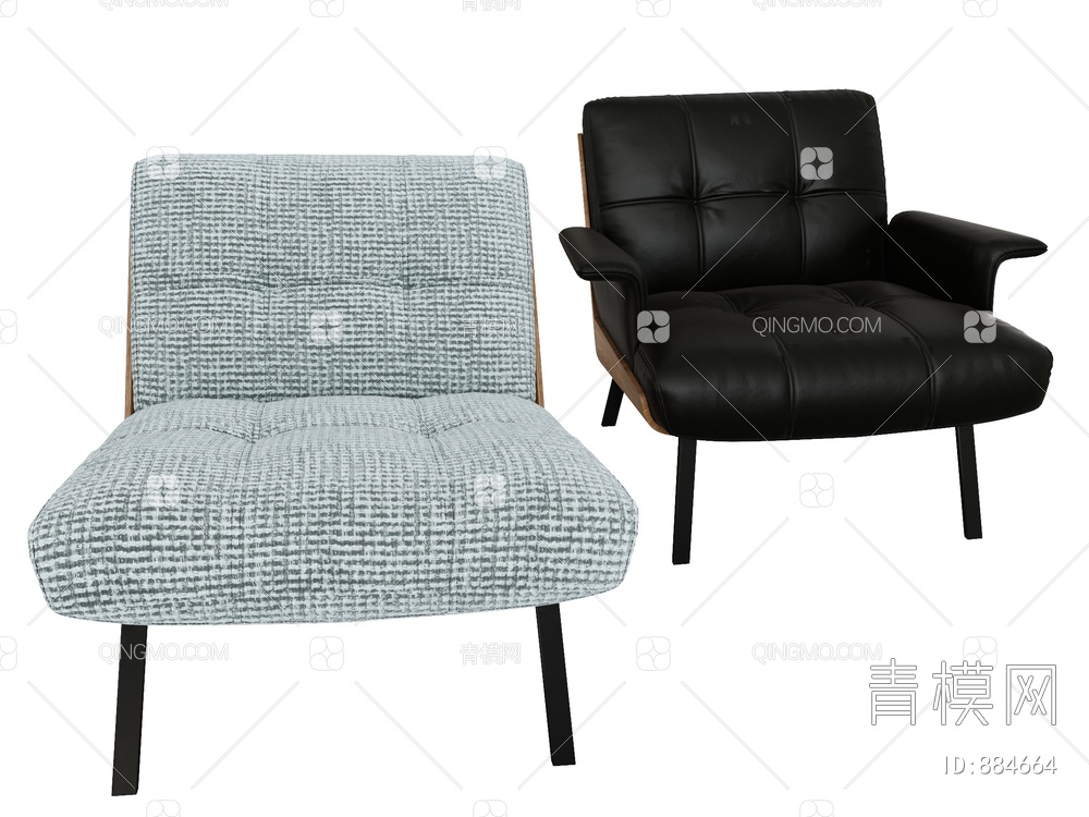 单人沙发椅3D模型下载【ID:884664】