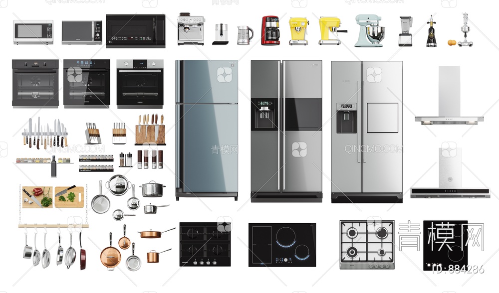 厨房厨具 电器 冰箱3D模型下载【ID:884286】