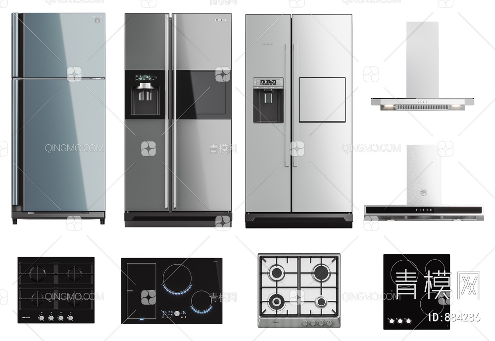 厨房厨具 电器 冰箱3D模型下载【ID:884286】