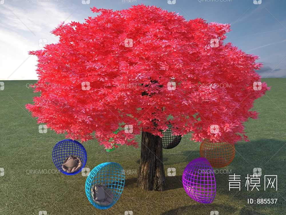 无动力儿童玩具 游乐设备 网红飞行树3D模型下载【ID:885537】