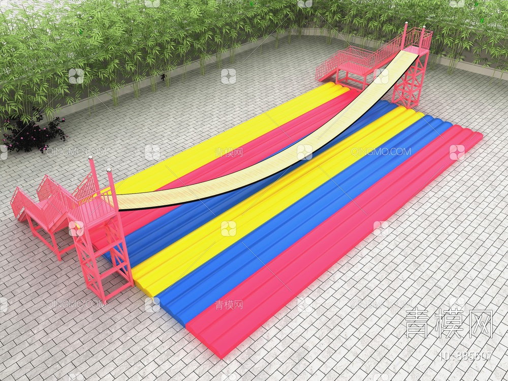 无动力儿童网红游乐设备网红摇摆桥3D模型下载【ID:885507】