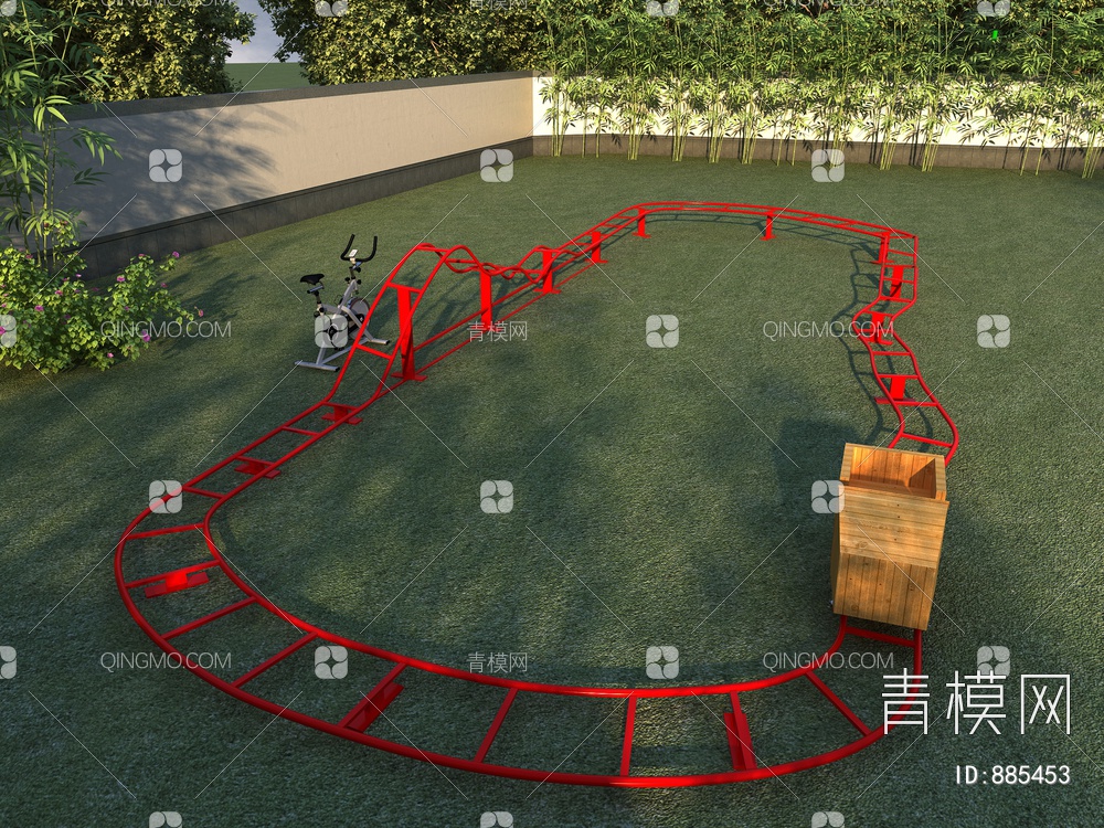 儿童玩具 游乐设备 网红无动力过山车 坑爹车3D模型下载【ID:885453】