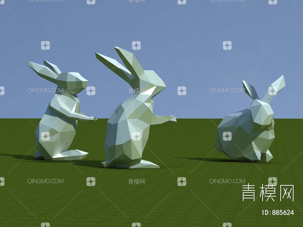 兔子雕塑摆件3D模型下载【ID:885624】