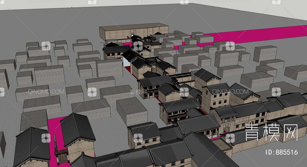 商业街SU模型下载【ID:885516】