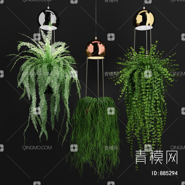 室内悬挂，吊装植物3D模型下载【ID:885294】
