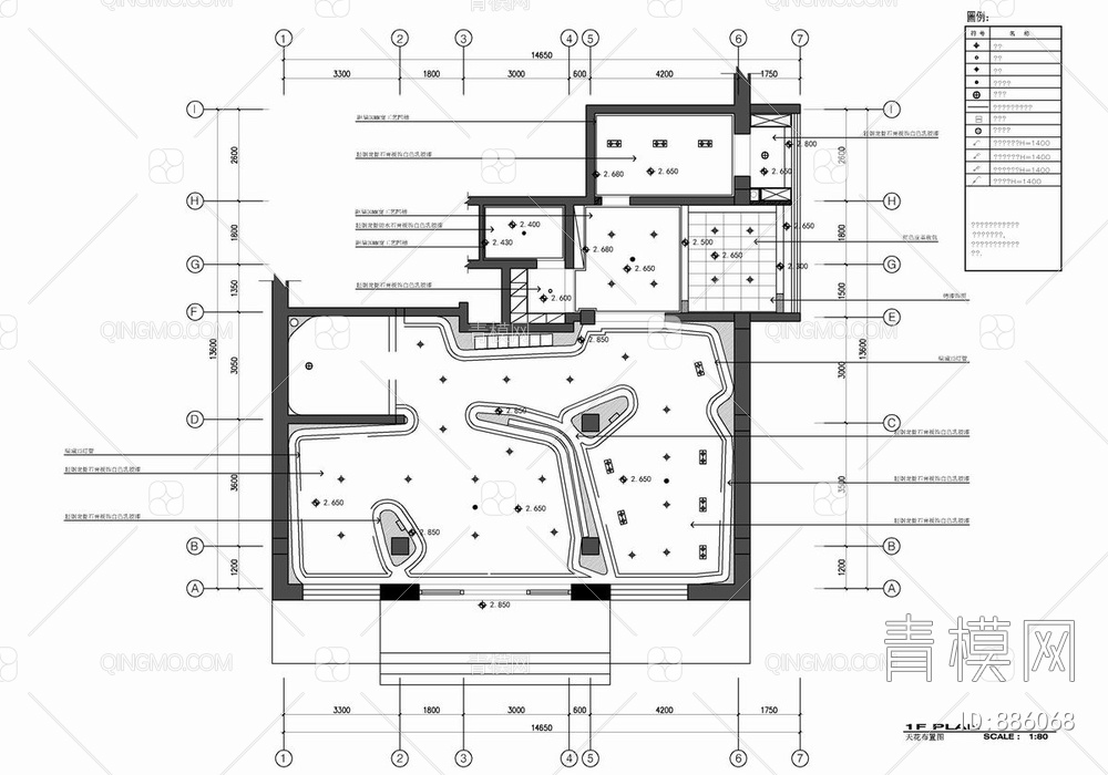 450㎡理发店理发沙龙CAD施工图【ID:886068】