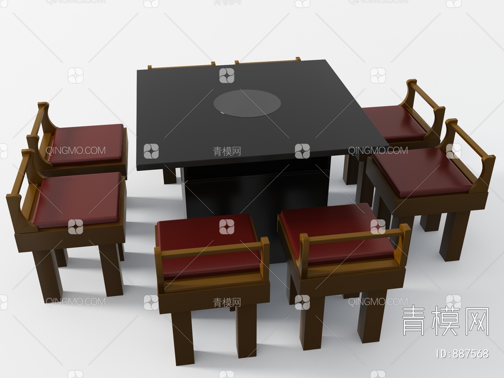 火锅桌椅3D模型下载【ID:887568】