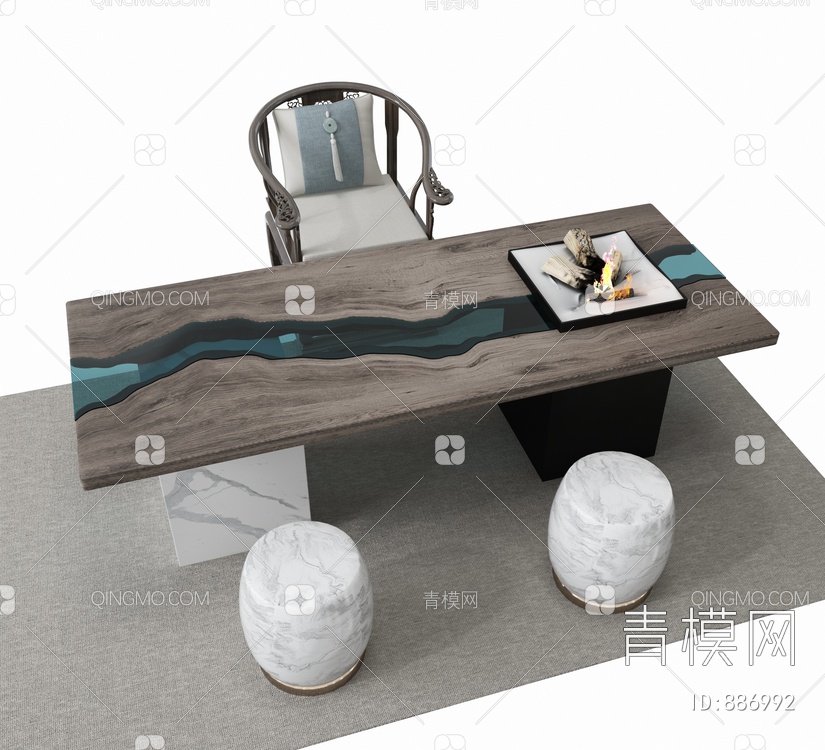 茶桌椅3D模型下载【ID:886992】