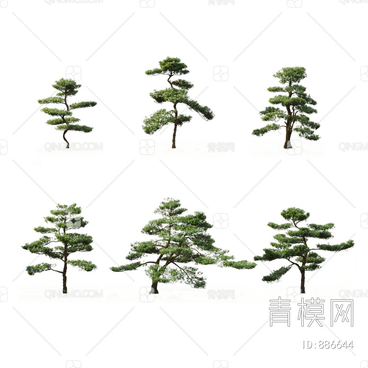 景观树 挂画组合3D模型下载【ID:886644】