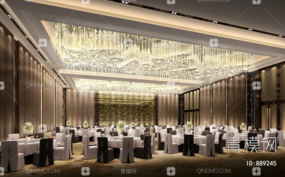 CCD-酒店宴会厅CAD施工图+效果图  餐厅【ID:889245】