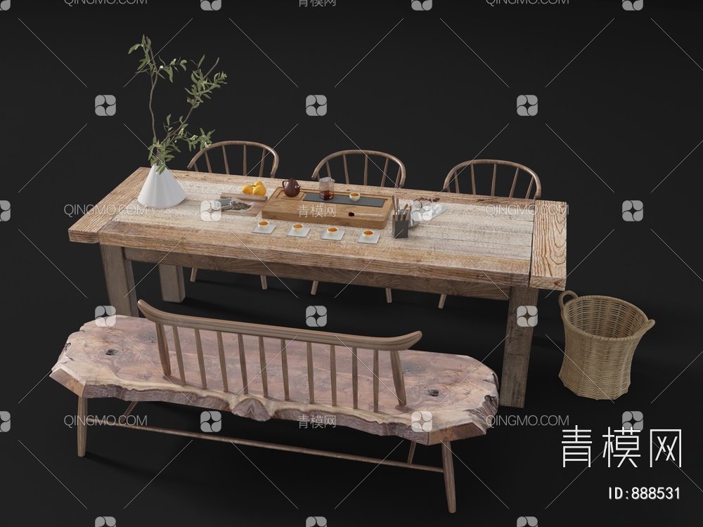 茶桌椅3D模型下载【ID:888531】