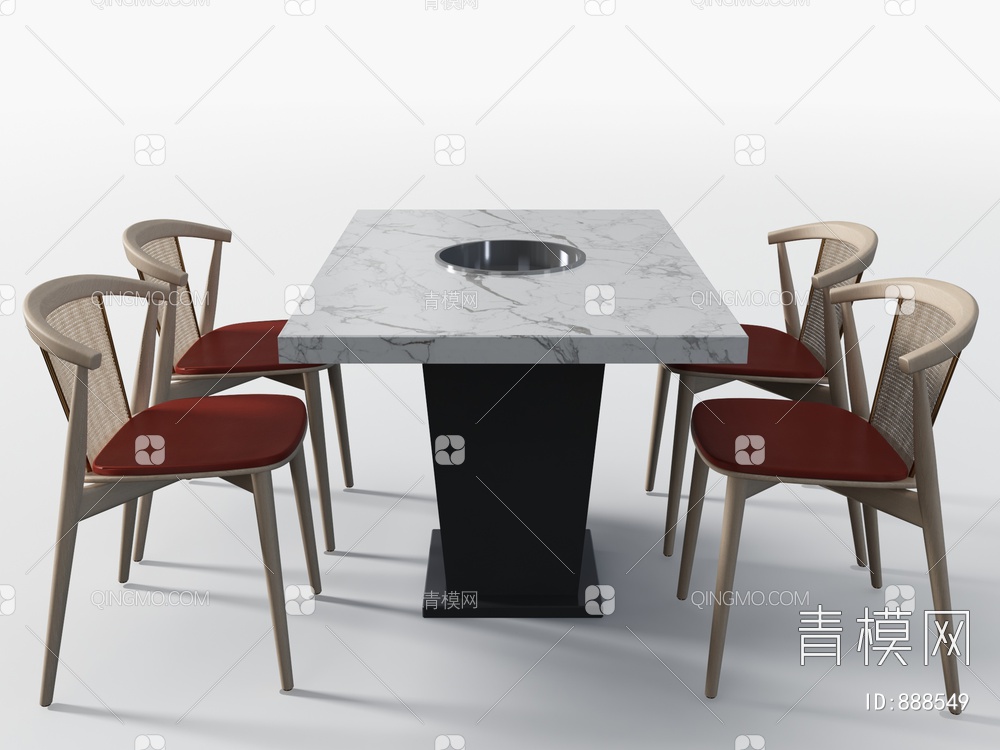 火锅桌椅3D模型下载【ID:888549】