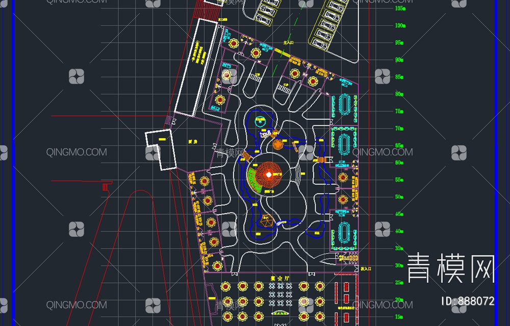 游园餐厅绿化平面图【ID:888072】