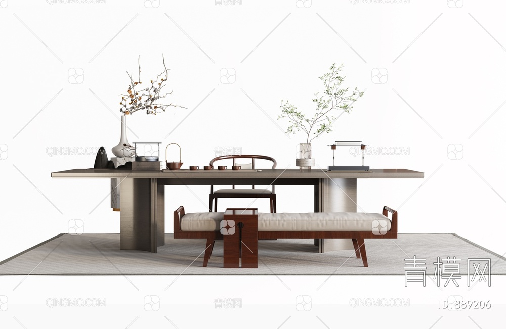 茶桌椅组合3D模型下载【ID:889206】