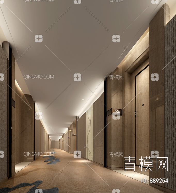 CCD-某酒店客房走廊CAD施工图施工图+效果图 走道 过道 过厅【ID:889254】