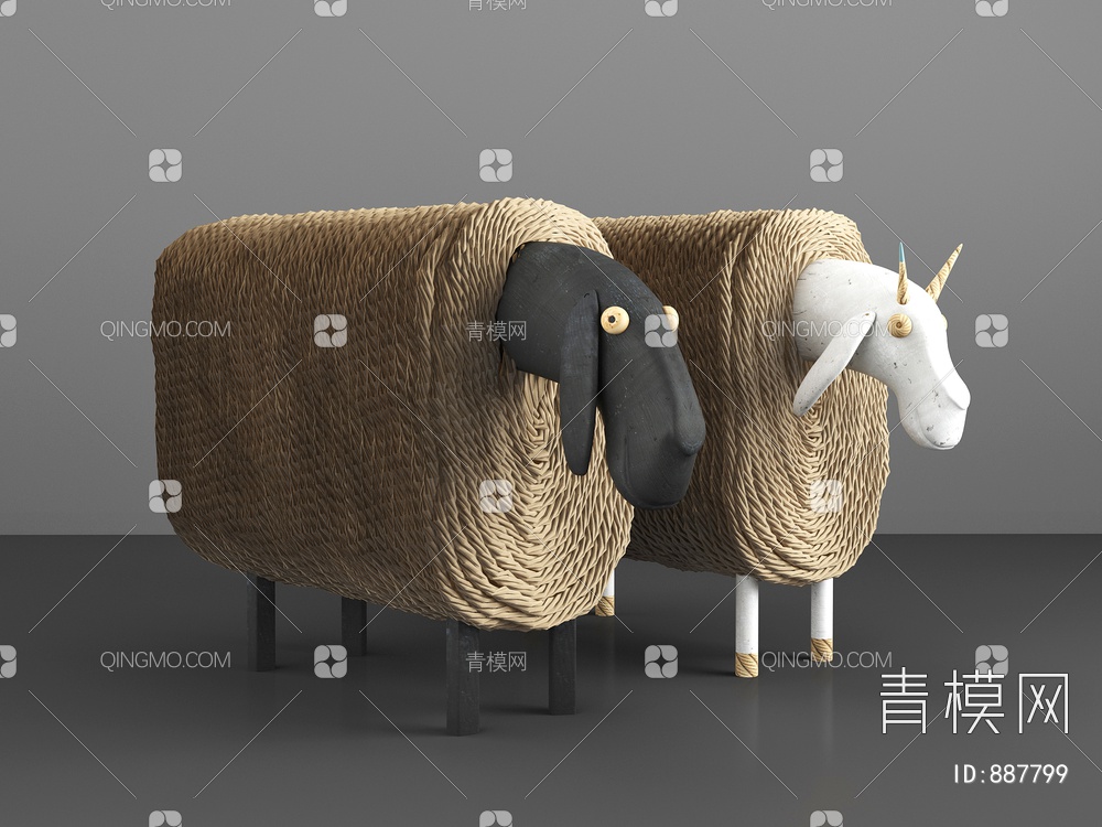 绵羊公仔玩具摆件3D模型下载【ID:887799】
