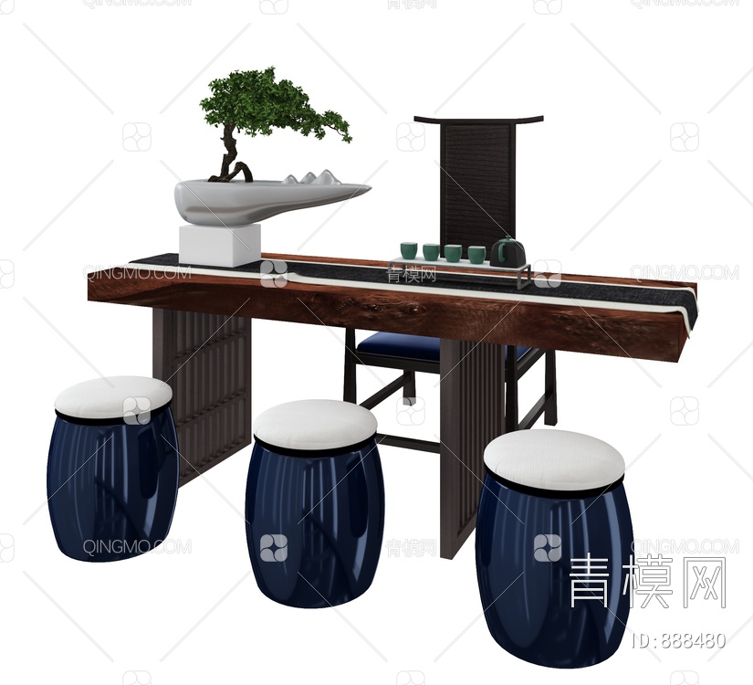 茶桌椅3D模型下载【ID:888480】
