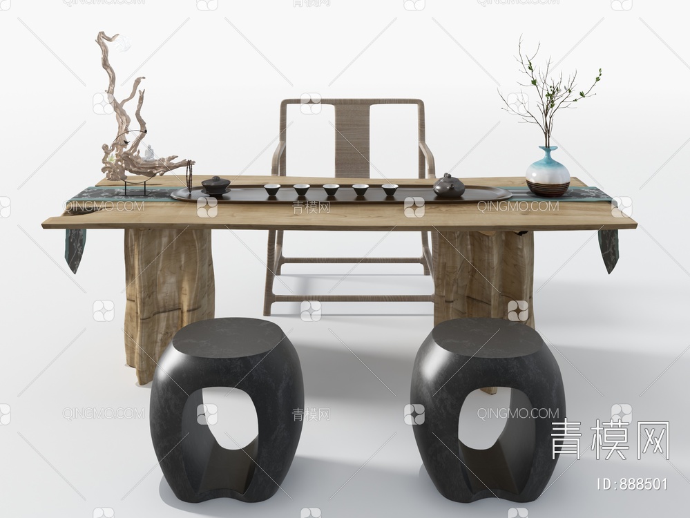 茶桌椅3D模型下载【ID:888501】