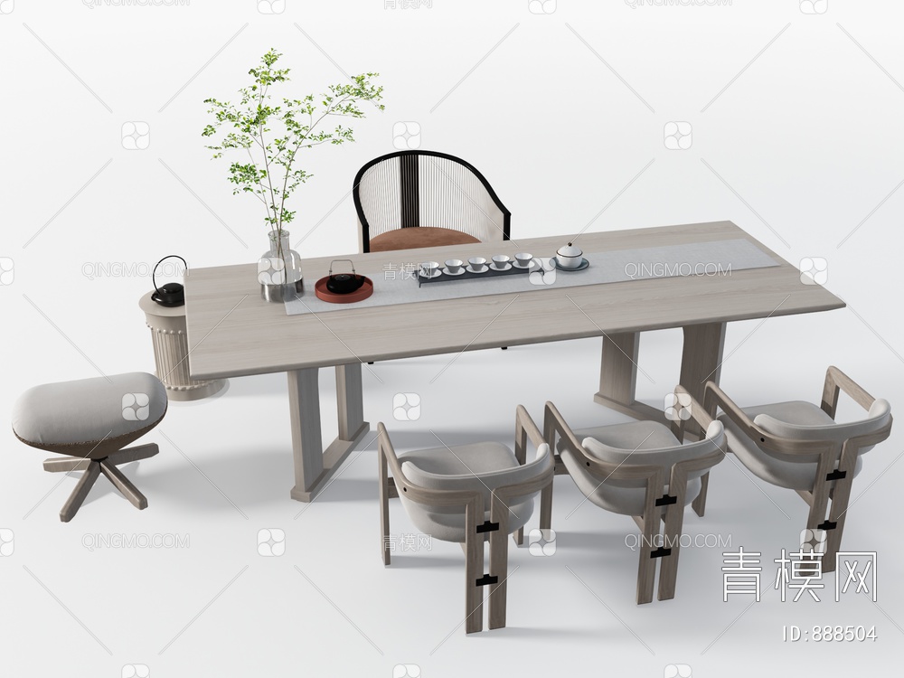 茶桌椅3D模型下载【ID:888504】